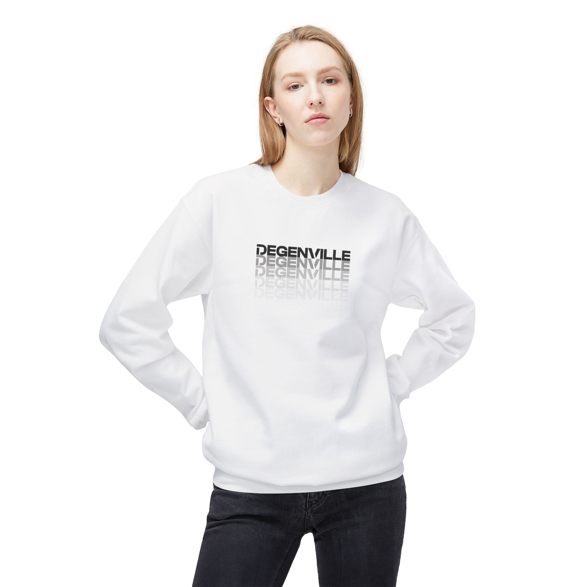 Degenville: Fade Six - Unisex Crewneck Sweatshirt - White/Black