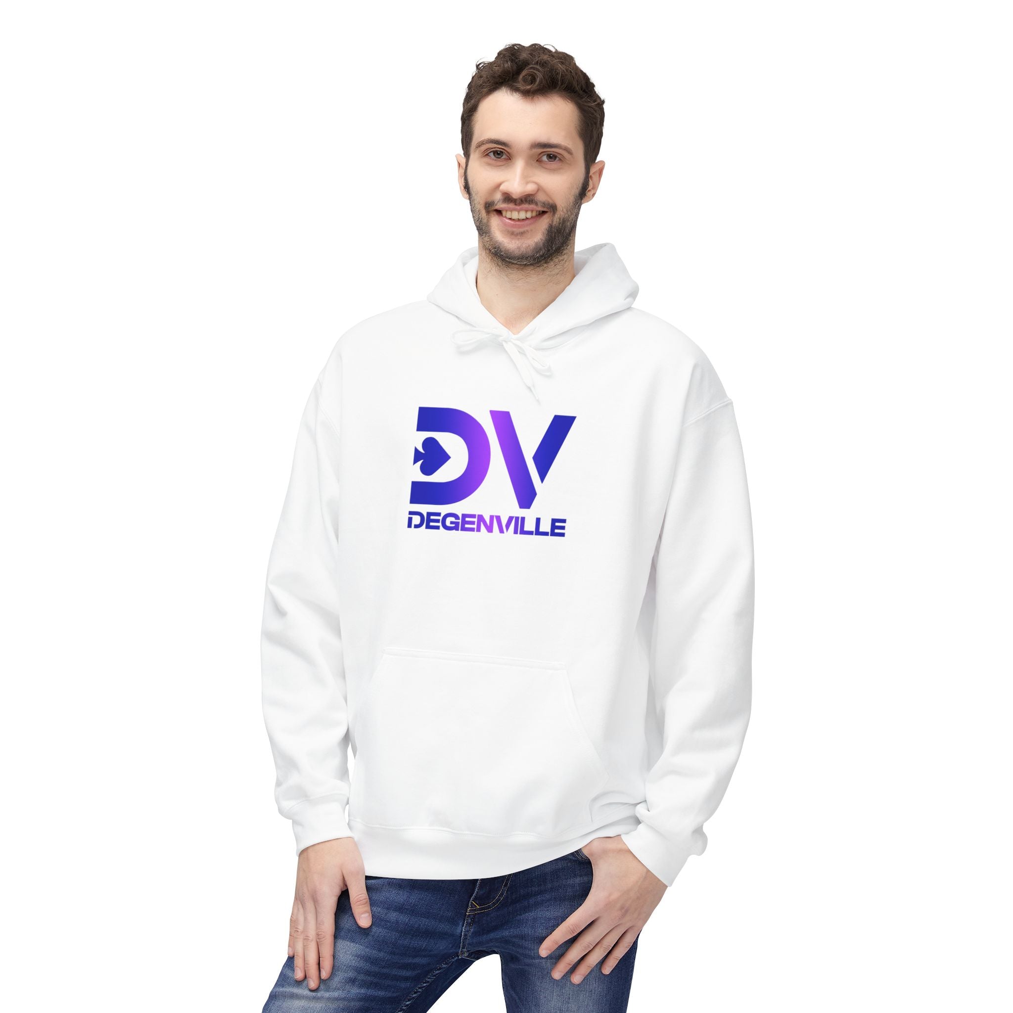Degenville: The Gamblers Edge - Unisex Fleece Hoodie - Frost White/Solana Purple