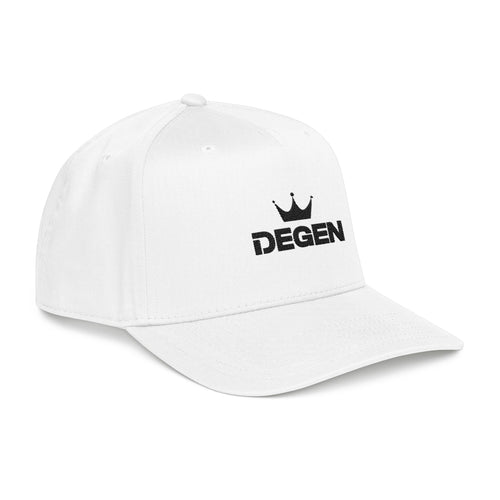 Degen Crown White Baseball Cap — Streetwear Trucker Hat with Embroidered 'DEGEN' Logo