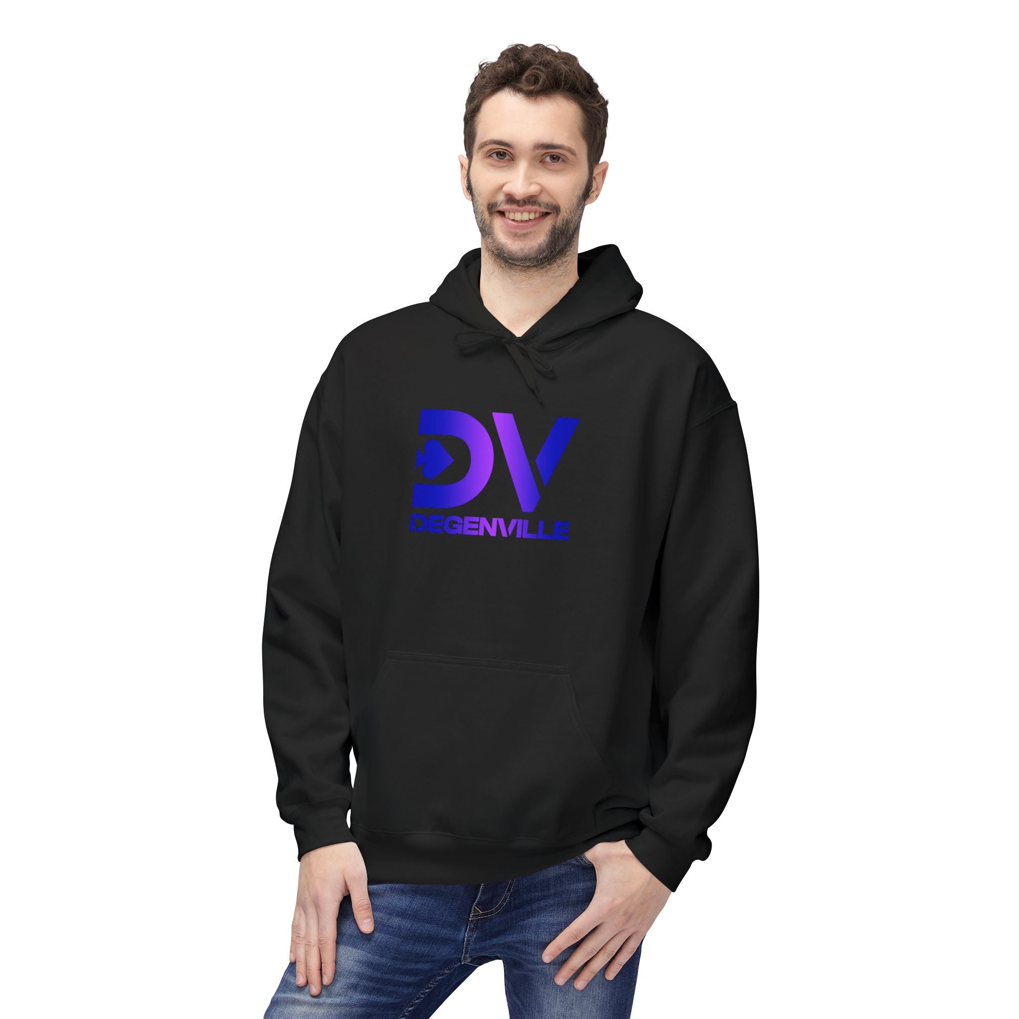 Degenville: The Gamblers Edge - Unisex Fleece Hoodie - Black/Solana Purple