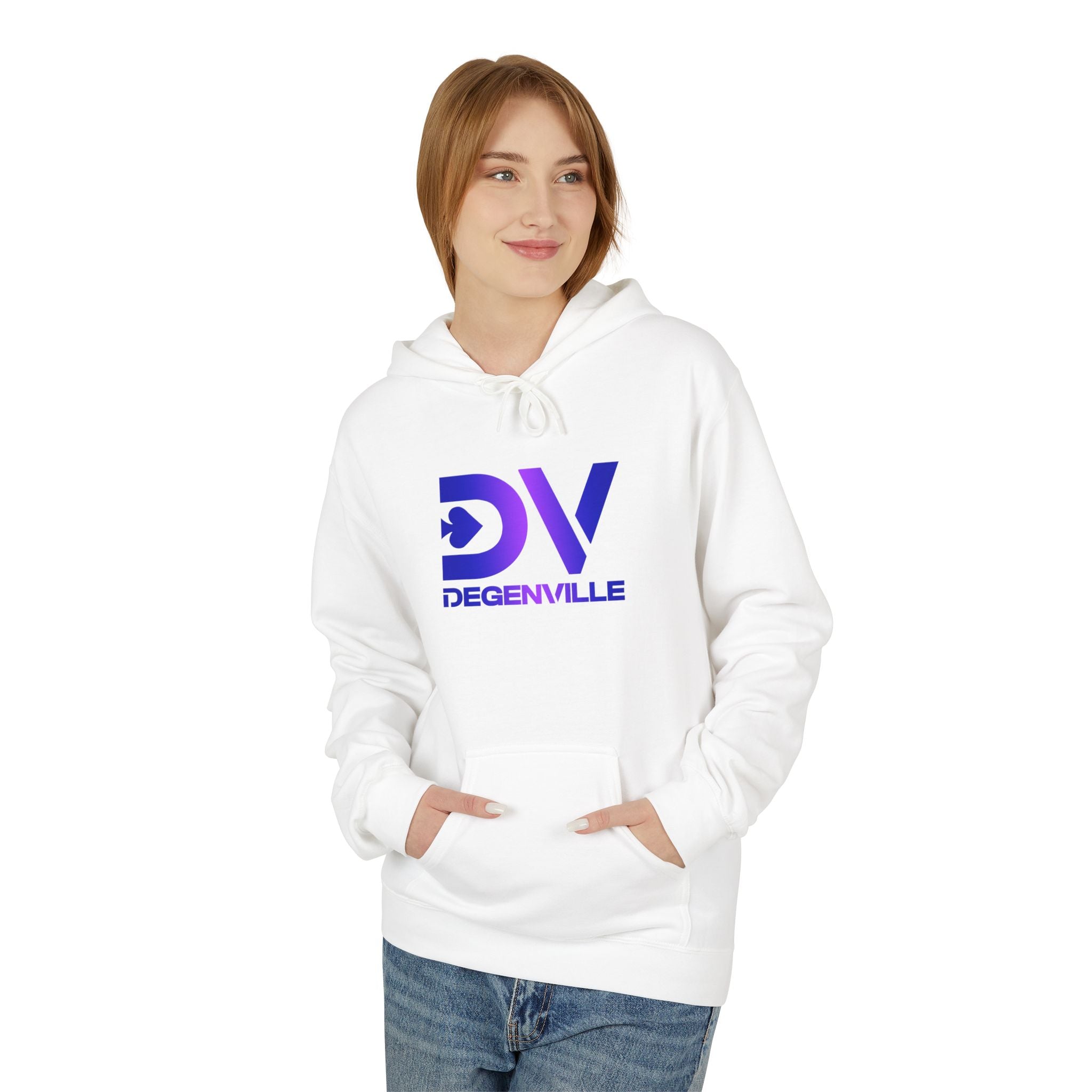 Degenville: The Gamblers Edge - Unisex Fleece Hoodie - Frost White/Solana Purple