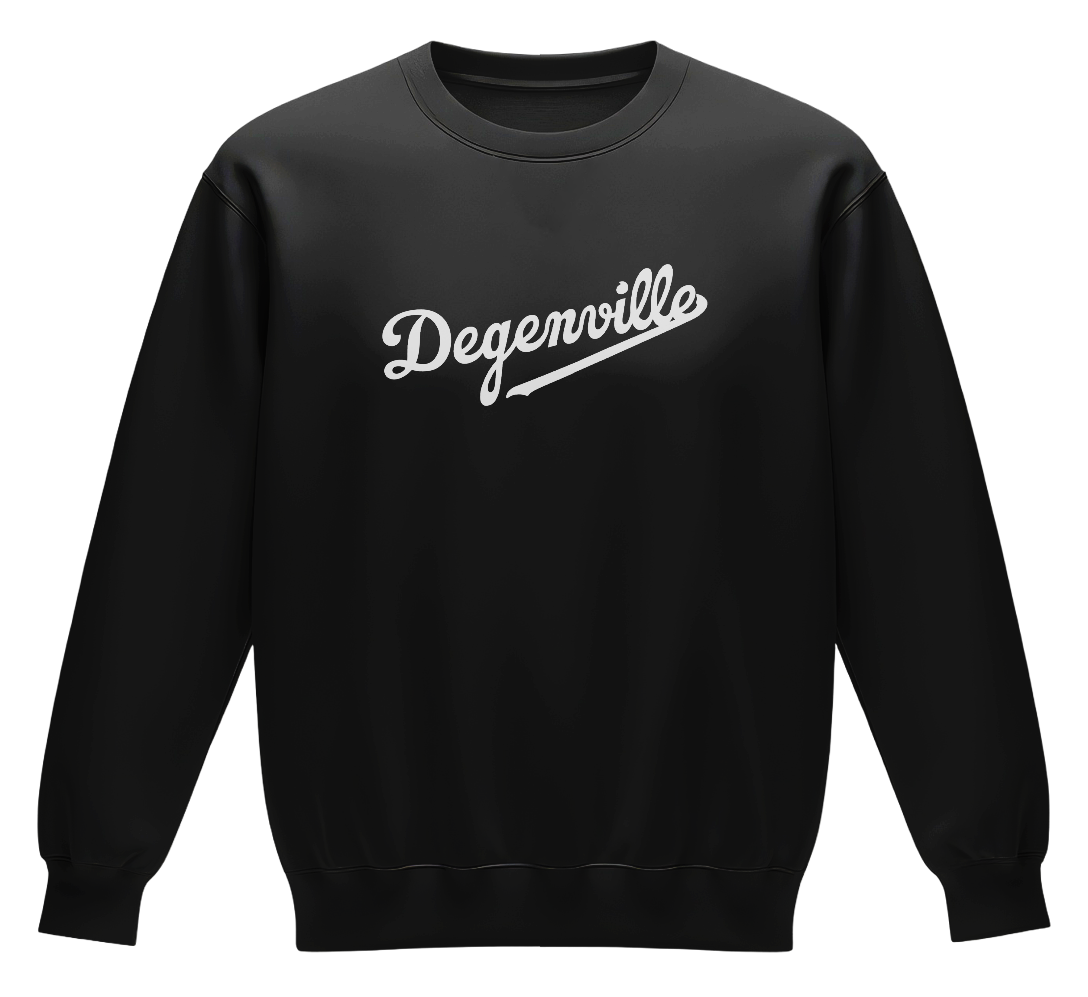 Degenville: 3 Strikes You're Out - Unisex Premium Crewneck Sweatshirt - Black/White