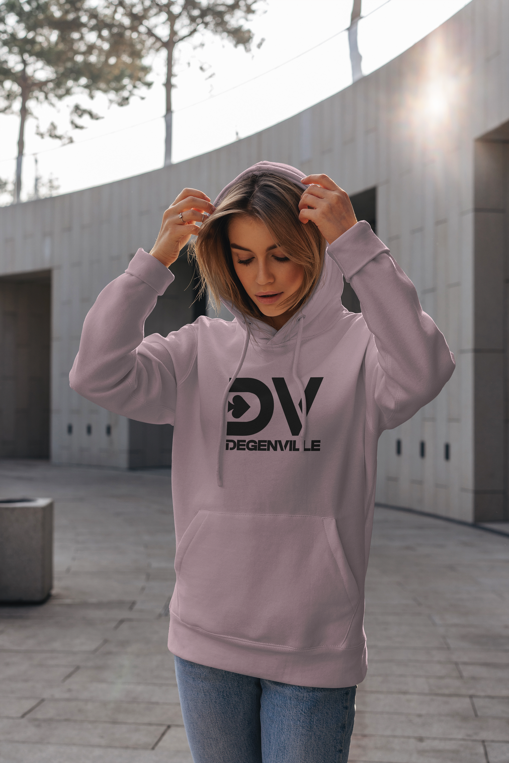 Degenville: The Gamblers Edge - Unisex Fleece Hoodie - Light Pink