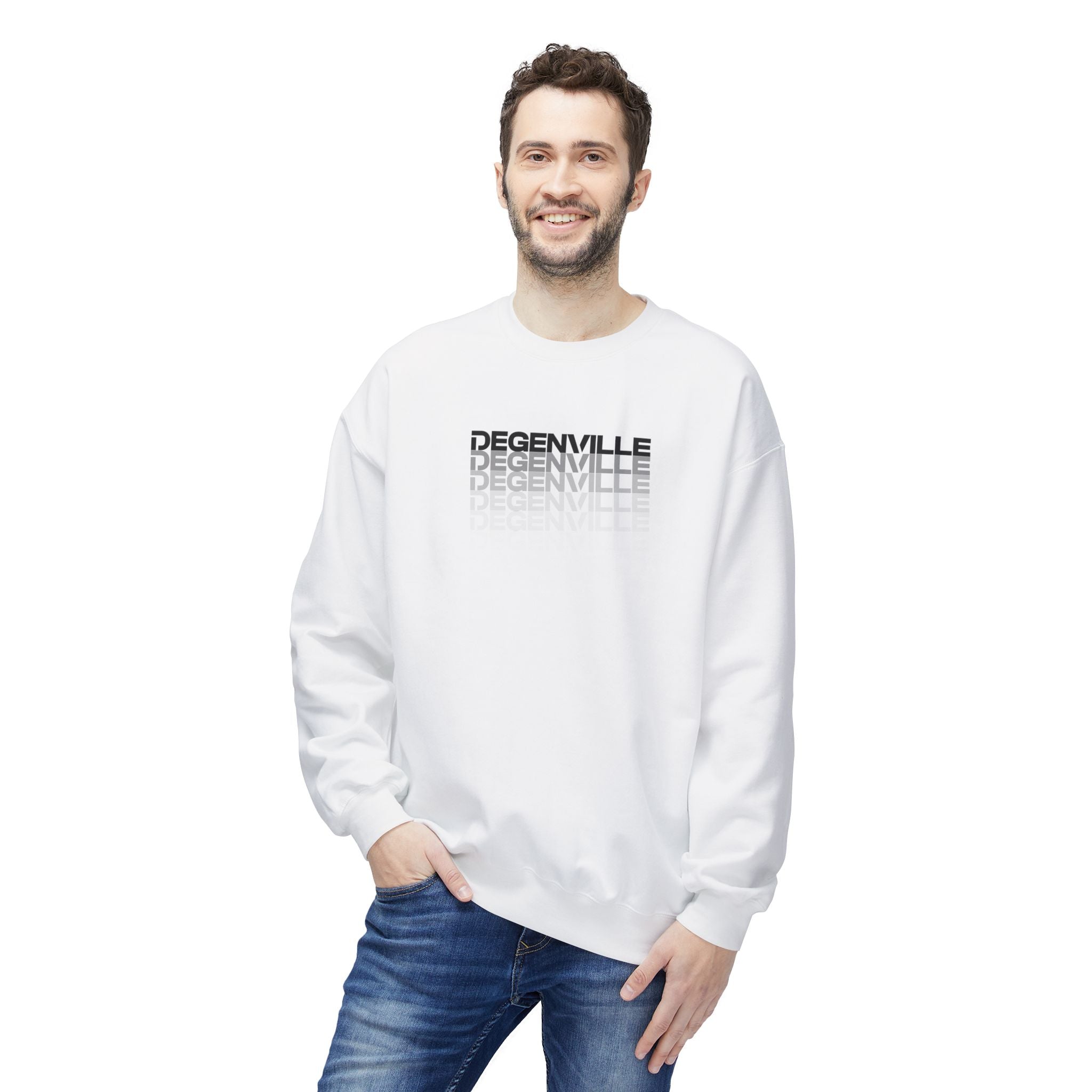 Degenville: Fade Six - Unisex Crewneck Sweatshirt - White/Black