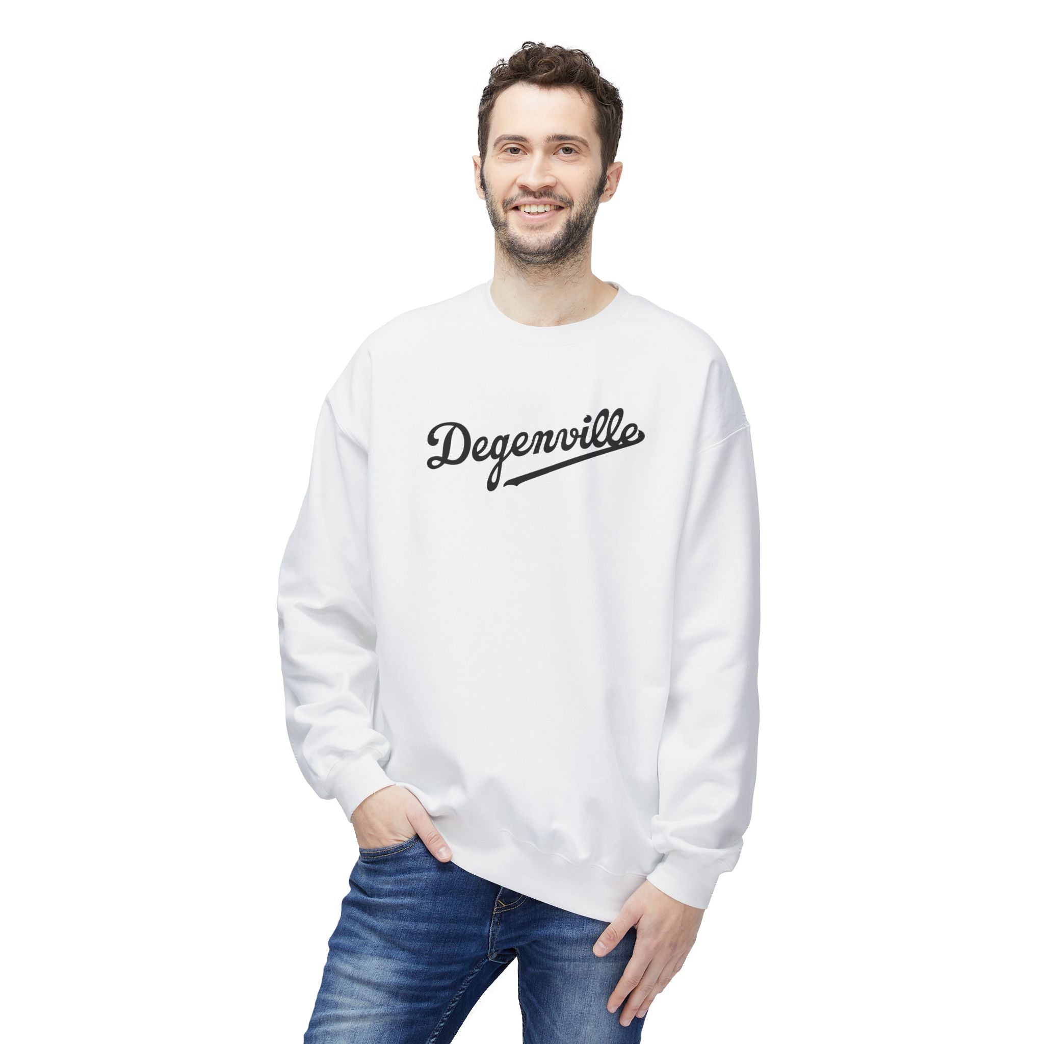 Degenville: Grand Slam - Unisex Crewneck Sweatshirt - White/Black