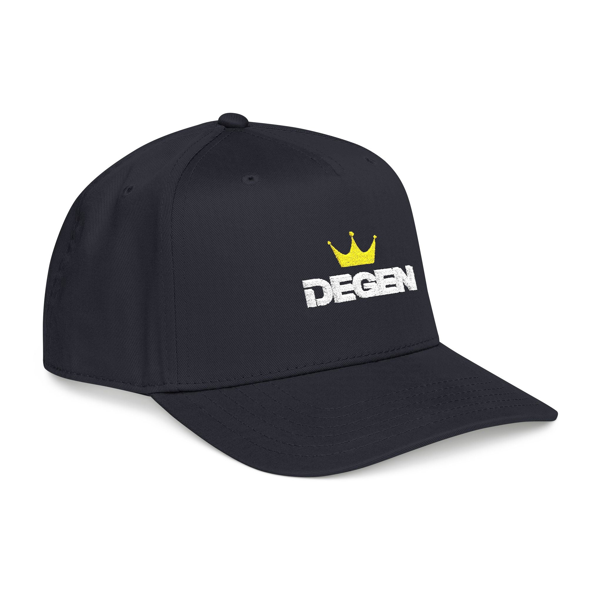 Degen Gold Crown Baseball Cap — Streetwear Trucker Hat with Embroidered 'DEGEN' Logo