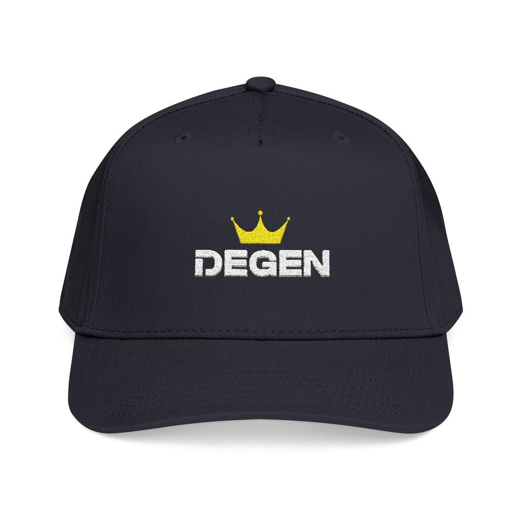 Degen Gold Crown Baseball Cap — Streetwear Trucker Hat with Embroidered 'DEGEN' Logo