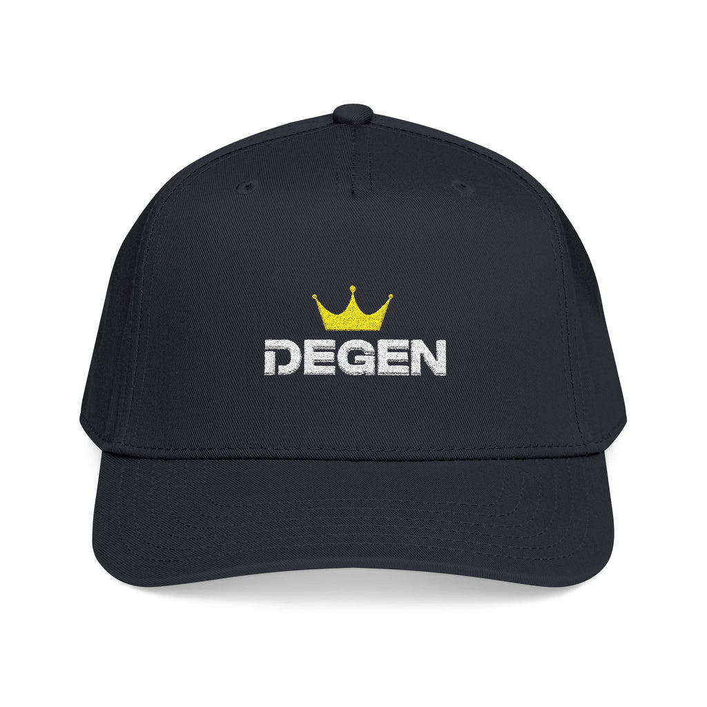 Degen Gold Crown Baseball Cap — Streetwear Trucker Hat with Embroidered 'DEGEN' Logo