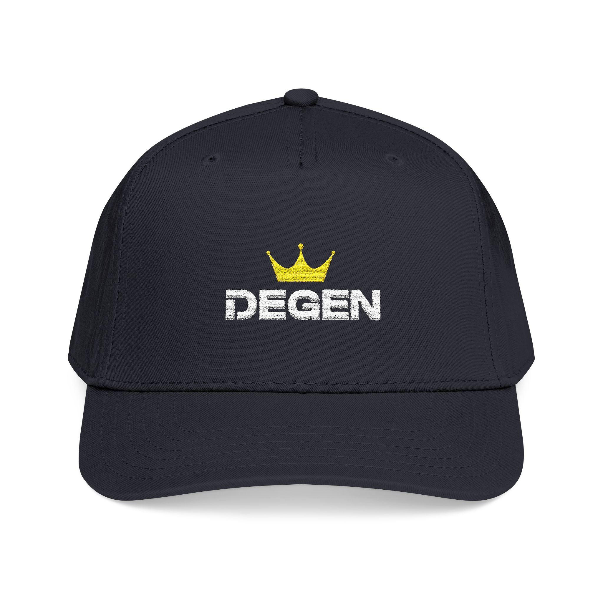 Degen Gold Crown Baseball Cap — Streetwear Trucker Hat with Embroidered 'DEGEN' Logo