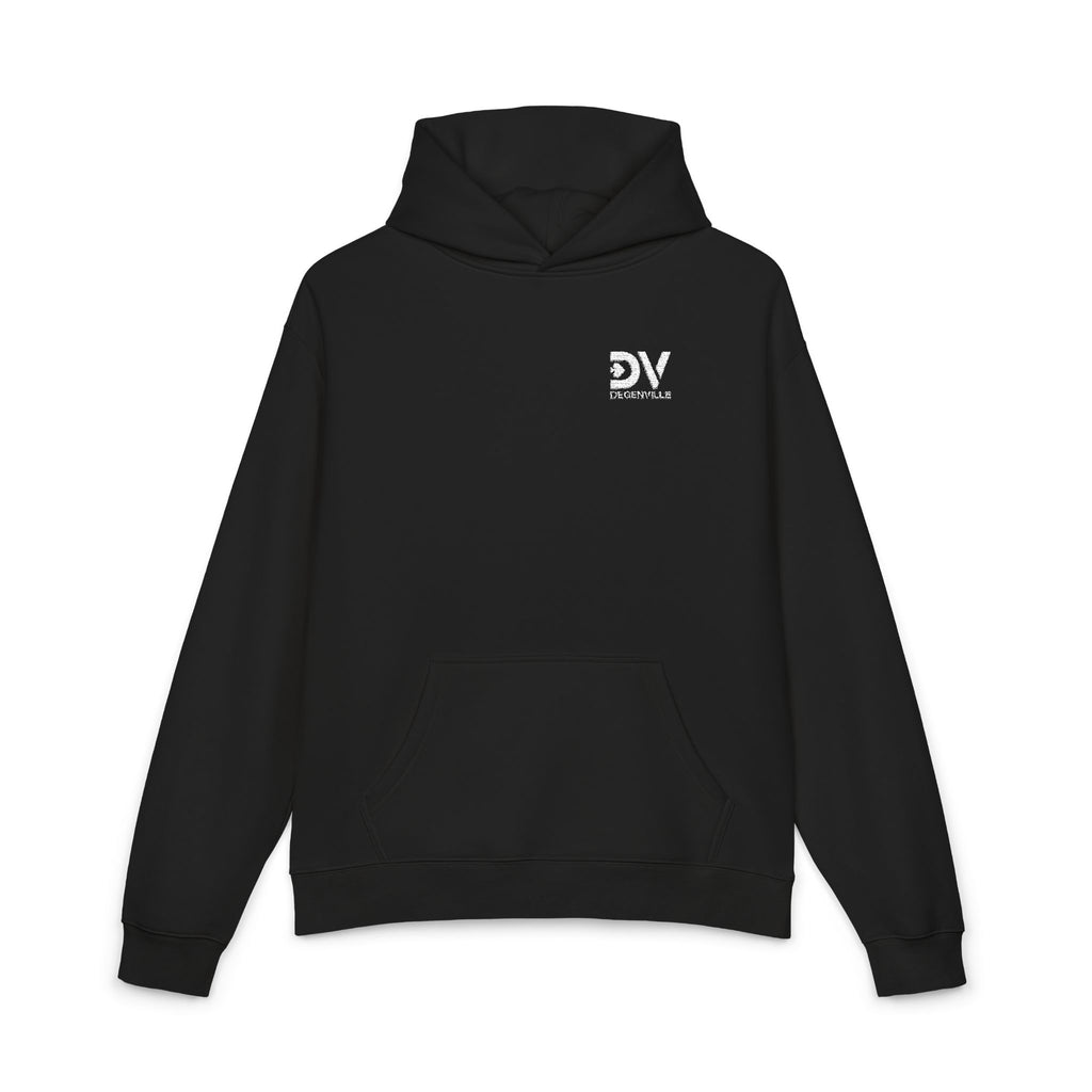 Degenville: The Playmaker  - Men's Premium Black Hoodie (embroidery)