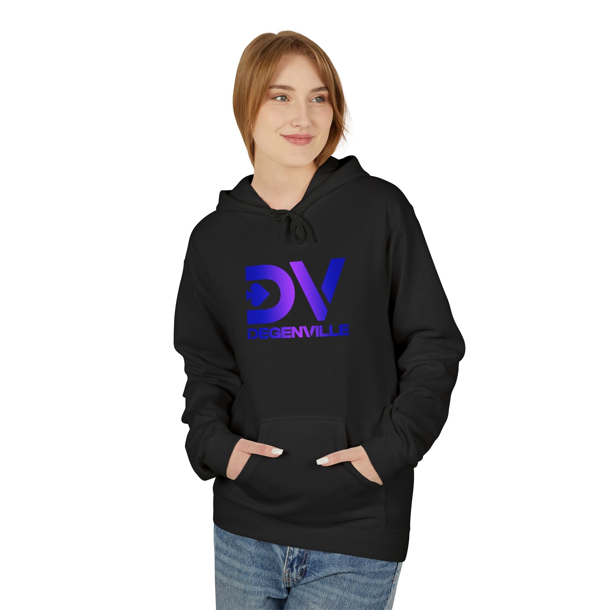 Degenville: The Gamblers Edge - Unisex Fleece Hoodie - Black/Solana Purple
